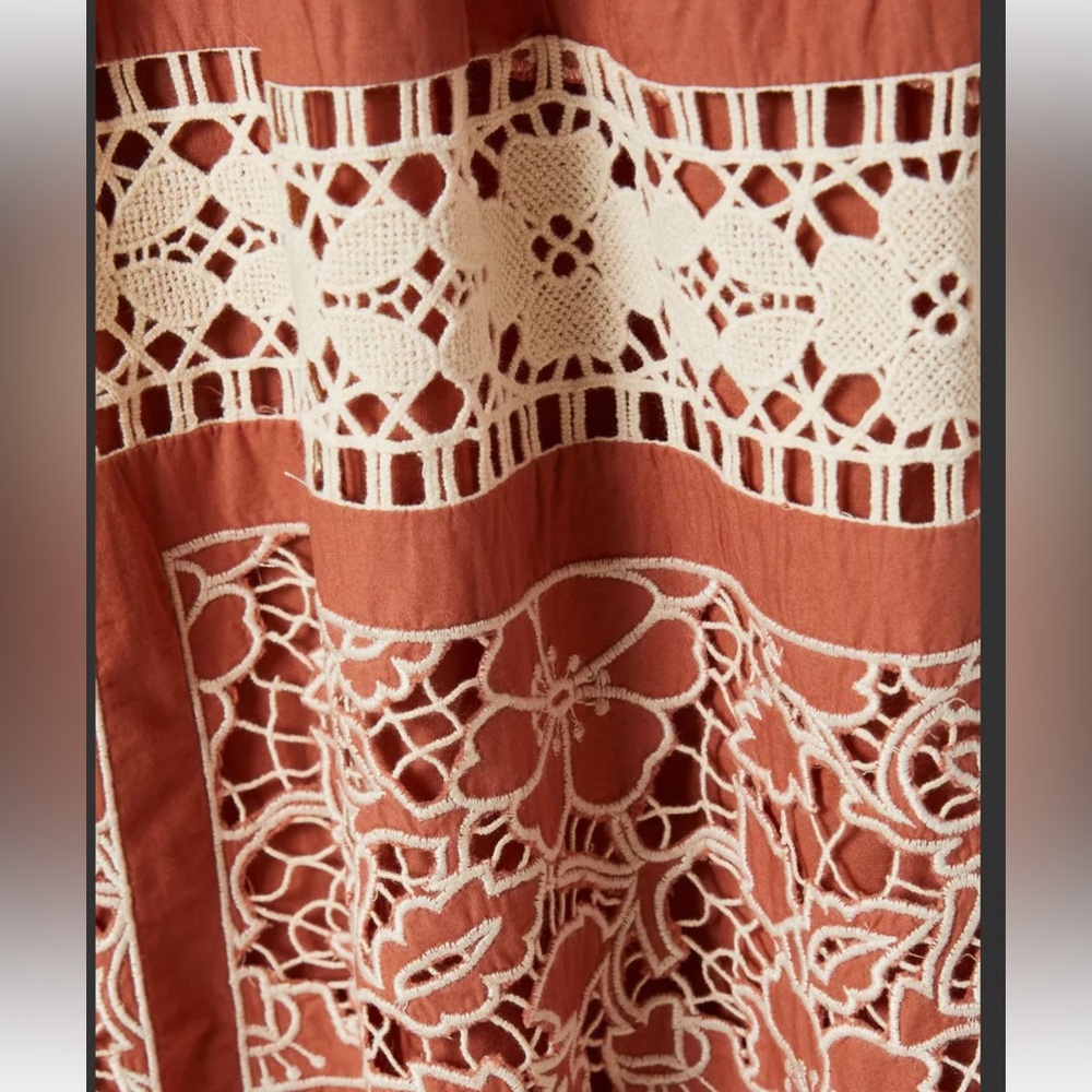 Sea New York Jonah Embroidery Sleeveless Midi Dress in Brick - Picture 4 of 8